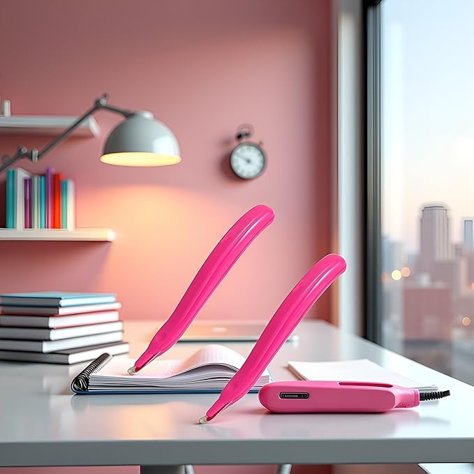 2 Pcs Pink Portable Staple Remover, Staple Puller Tool Magnetic Head Staple Removal Tool Handheld Staple Puller, Pen Type Staple Remover Binding Supplies School Office Home