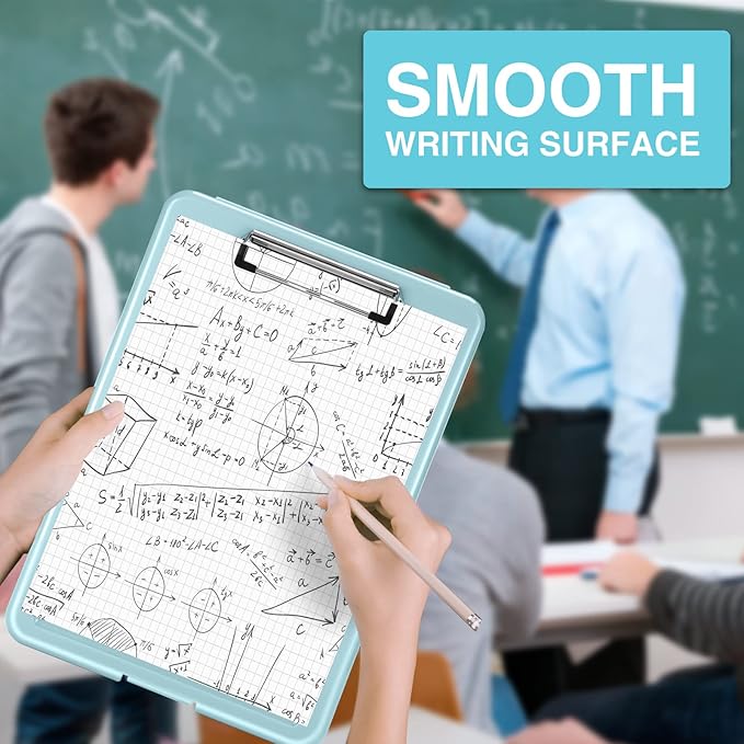 Sooez Clipboard with Storage, Plastic Storage Clipboards with Low Profile Clip, Nursing Clip Boards Foldable, Hanging Clipboard Case for Work, Teacher, Classroom Must Haves, Office School Supplies