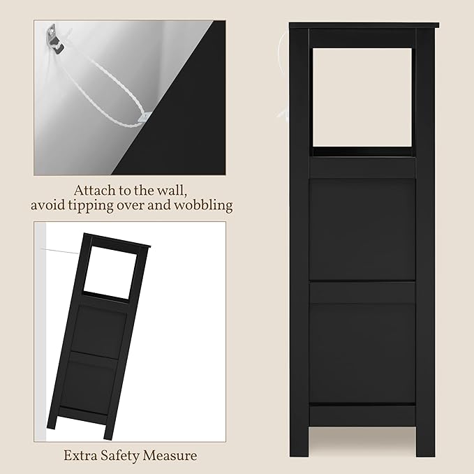 Yaheetech Bathroom Storage Cabinet, Small Floor Cabinet with 2 Removable Drawers, Slim Storage Organizer Rack Stand for Bathroom/Kitchen/Corner/Small Space,Black