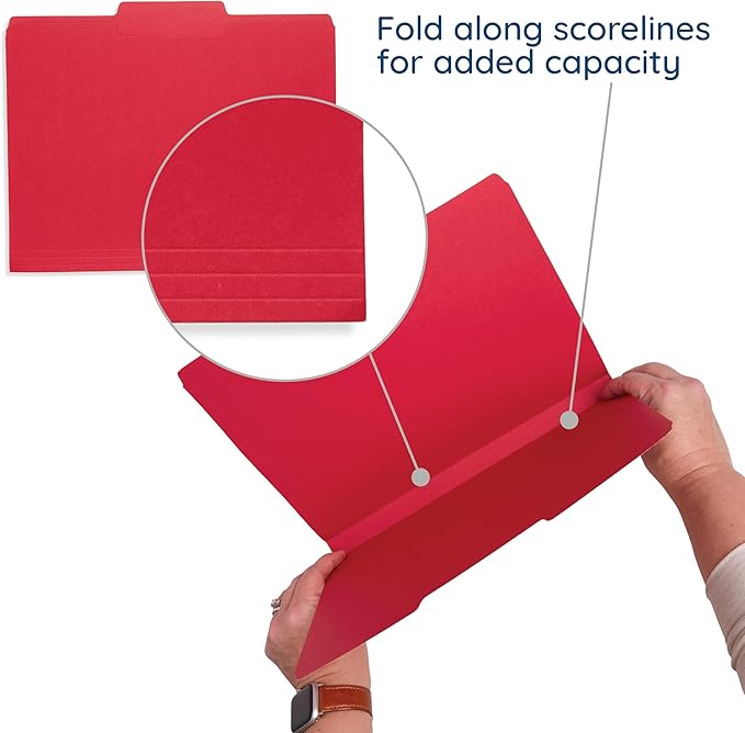 100 Blue Summit Supplies Colored File Folders Letter Size with 1/3 Cut Tabs, Assorted Colored Folders, Durable 11pt Paper, Colorful File Folders for Files, Multi Color File Folders, Reinforced Tabs