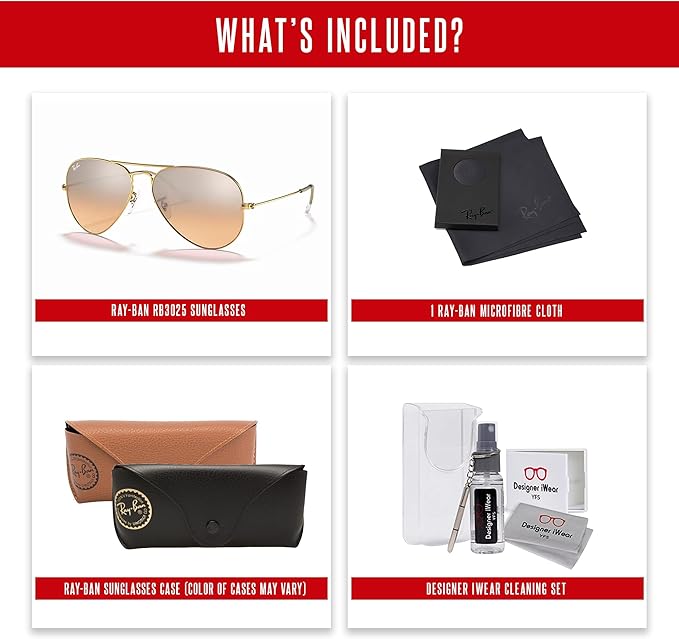 Ray-Ban RB3025 Metal Aviator Sunglasses For Men For Women +BUNDLE with ACCESSORY EYEWEAR KIT