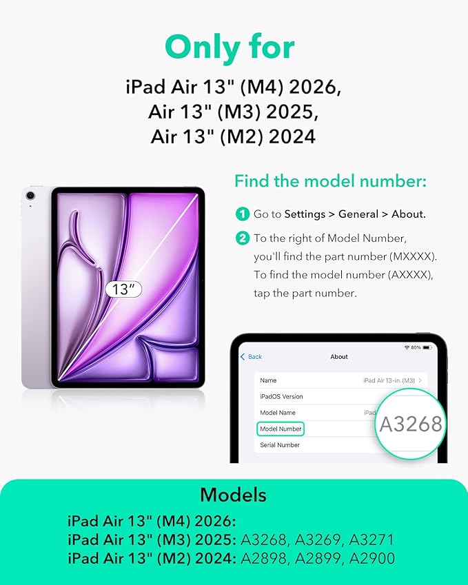 ESR for iPad Air 13 Inch Case M4/M3/M2 (2026/2025/2024) with Pencil Holder, Removable Magnetic Cover, Vertical Stand, Fully Supports Pencil Pro and Pencil(USB-C), Rebound 360 Series, Blue