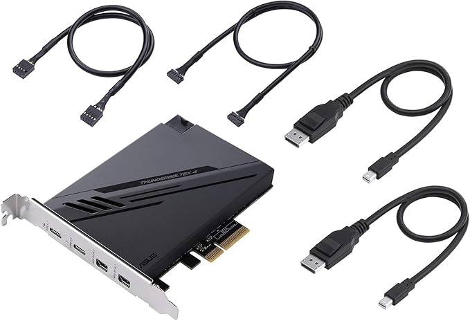 ASUS ThunderboltEX 4 with Intel® Thunderbolt™ 4 JHL 8540 Controller, 2 USB Type-C Ports, up to 40Gb/s bi-Directional Bandwidth, DisplayPort 1.4 Support, up to 100W Quick Charge, Black