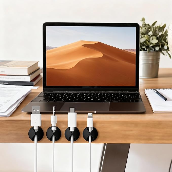 Ortarco Cord Cable Organizer Clips, 6 Pack Charging Wire Cable Holder for Desk Nightstand Phone
