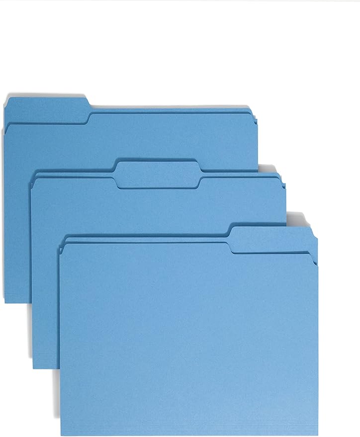 Smead Standard File Folders, 500 Count, Value Filing Products, Assorted Colors, Blue, Green, Red, and Yellow, 1/3-Cut Tabs, Letter Size (21126)