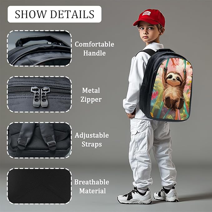 Cute Sloth Backpack Set 3 Piece School Bags and Lunch Box with Pencil Case Sloth Animal Bookbag Set for Toddler Kids Girls Boys Teens Kindergarten Elementary Middle
