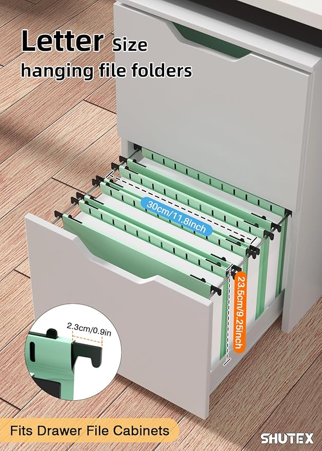 Extra Capacity Plastic Hanging File Folders,12 Pack Reinforced Hang Folder,Heavy Duty 2 Inch Expansion,Filing Cabinet Folders Letter Size for Bulk Files/Medical Charts(Sage Green)