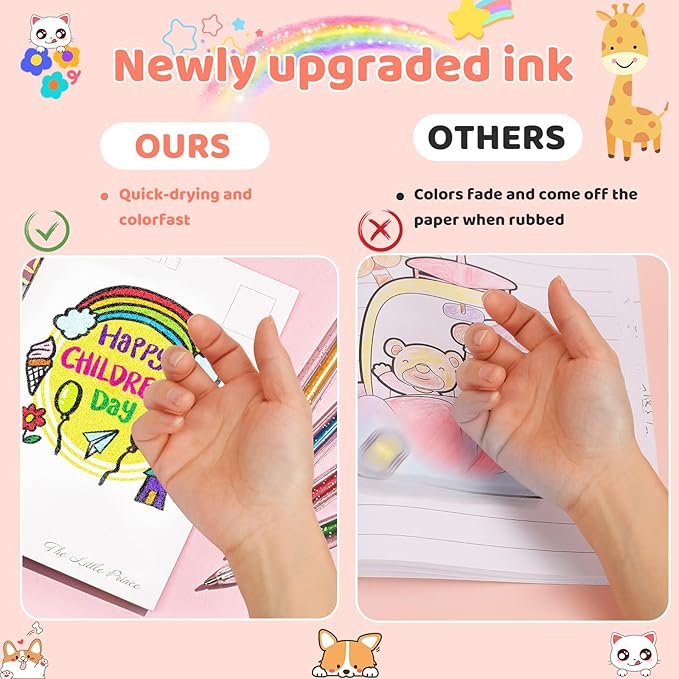 Caliart 120 Colors Gel Pens, Colored Neon Glitter Pen Set for Coloring Books, 40% More Ink Fine Point, Gifts for Adults Drawing Journaling Scrapbook Art Supplies