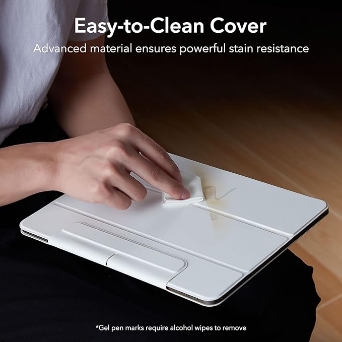 ESR for iPad Pro 12.9 6th/5th/4th Gen, iPad Air 13 Inch Case M3/M2 (2025/2024), Powerful Magnetic Attachment, Slim Trifold Stand Case, Supports Pencil Pro & USB-C, Rebound Series, Brilliant White