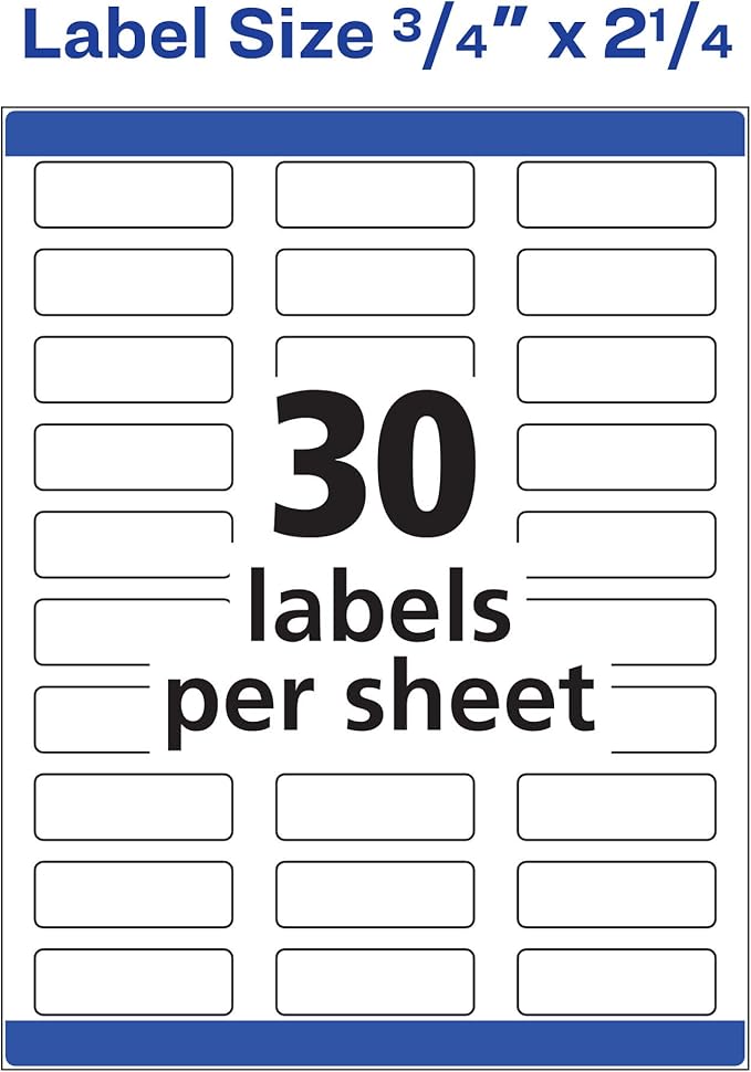 Avery Print-to-The-Edge Printable Address Labels with Sure Feed,0.75" x 2.25",White,750 Blank Mailing Labels (06870),(Pack of 5)