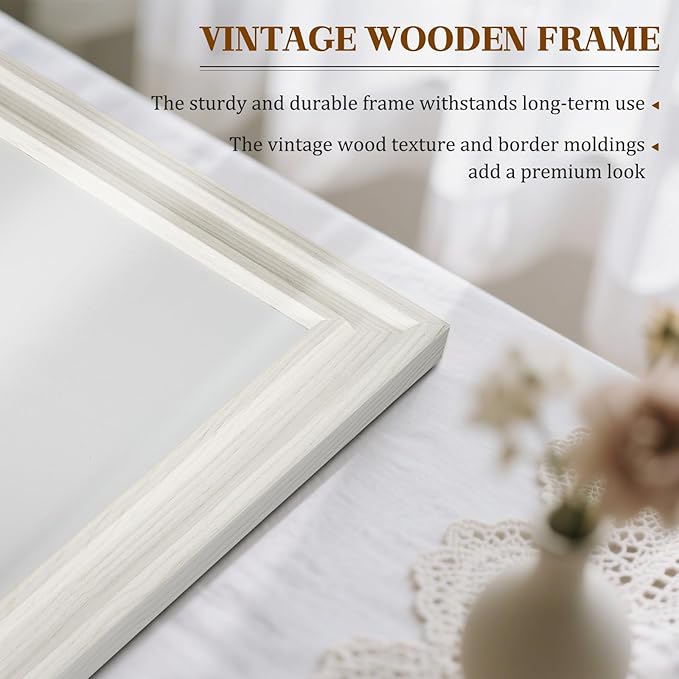 Lager White Board for Wall, 48''x36'' Magnetic Dry Erase Board, 4'x3' Decorative Whiteboard with White Vintage Wooden Frame, Hanging Writing Board for Home Office School Classroom
