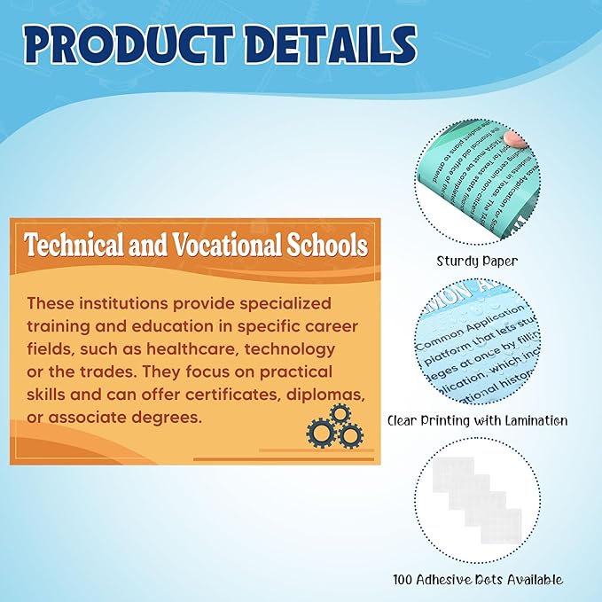 Outus 29 Pcs College and Career Readiness Posters Bulletin Board Kits for High School Classroom Decorations College Jobs and Career Interactive Bulletin Board Set Higher Educational Poster (Large)