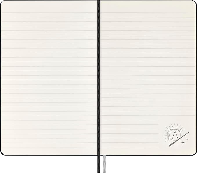 Moleskine Wizarding World Harry Potter Limited Edition Spells Collection, Lumos Themed Bundle Notebook and Kaweco Roller Pen, Hard Cover, Ruled, Large (5" x 8.25"), Black, 176 Pages
