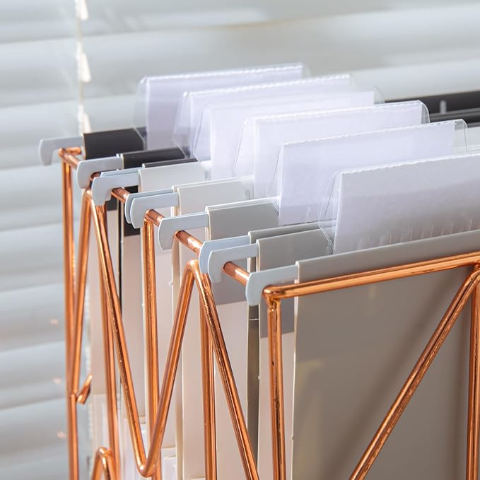 Y YOMA Letter Size - 6 Pack Extra Capacity Hanging File Folders Accordion Decorative Reinforced File Folder Cute Colored Expandable Folder for Office Home with 1/5-Cut Adjustable Tabs, Ash Grey