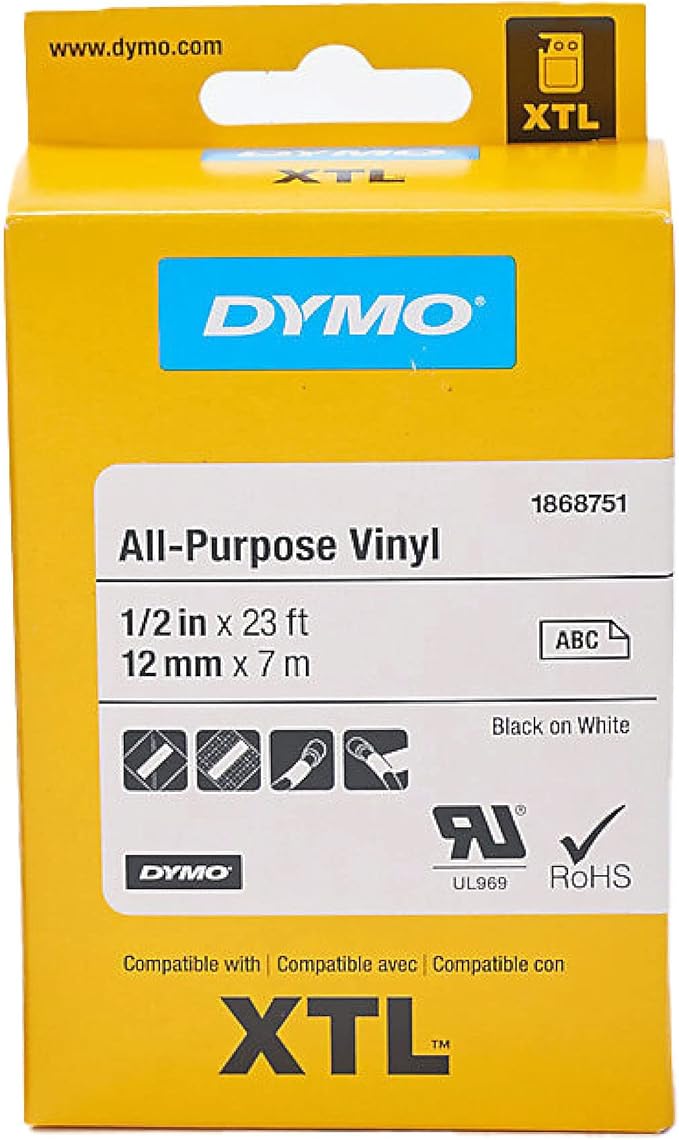 DYMO All-Purpose Labels for DYMO XTL Label Makers Black on White 1" 1 Roll (1868753)
