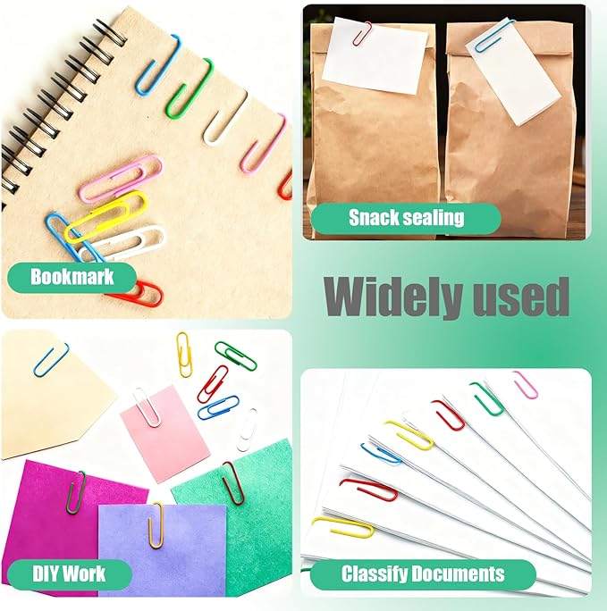 Paper Clips,400 Pack Small Medium and Jumbo Colored Paperclips（1.1 in &1.3 in & 2 in）,Assorted Colored Coated Paper Clips, Reusable Paperclips for Paperwork Office School Document Organizing