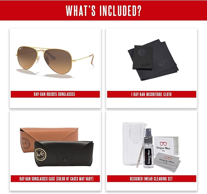 Ray-Ban RB3025 Metal POLARIZED Aviator Sunglasses For Men For Women +BUNDLE with ACCESSORY EYEWEAR KIT