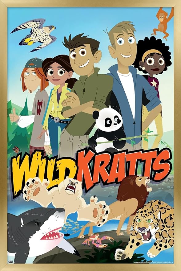 Wild Kratts - Group Wall Poster, 34L" x 22.4W", Gold Framed Version