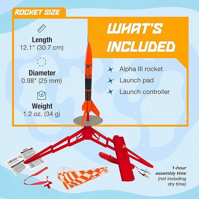 Estes 1427 Alpha III Rocket-Building Kit, Beginner Flying-Rocket Model Kit for Ages 10+, Includes Launch Pad and Controller
