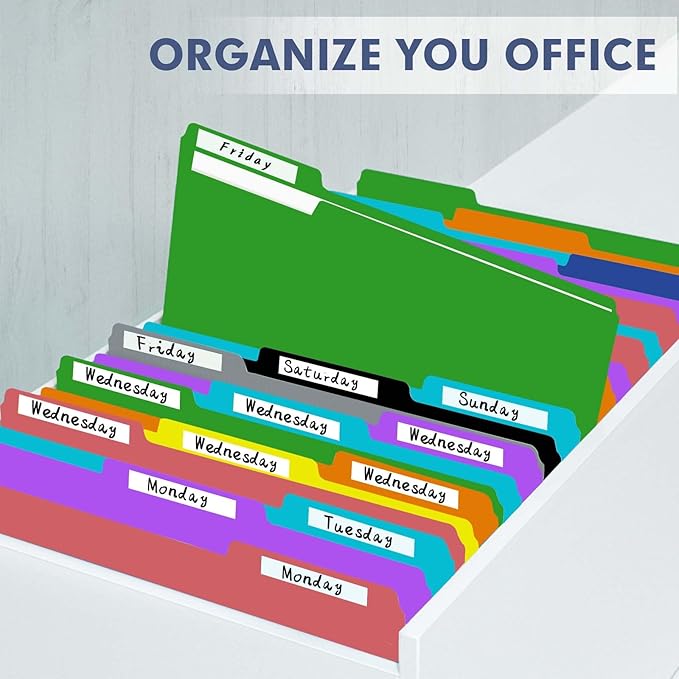 File Folder, PANDRI 30 Pack Colored File Folder, 1/3 Cut Tabs, Letter Size, Assorted 6 Colors Filing Folder for Office School Business