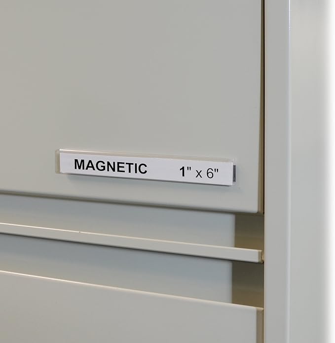 C-Line HOL-DEX Magnetic Shelf/Bin Label Holders, 1 x 6 Inches, 10 per Box (87227)