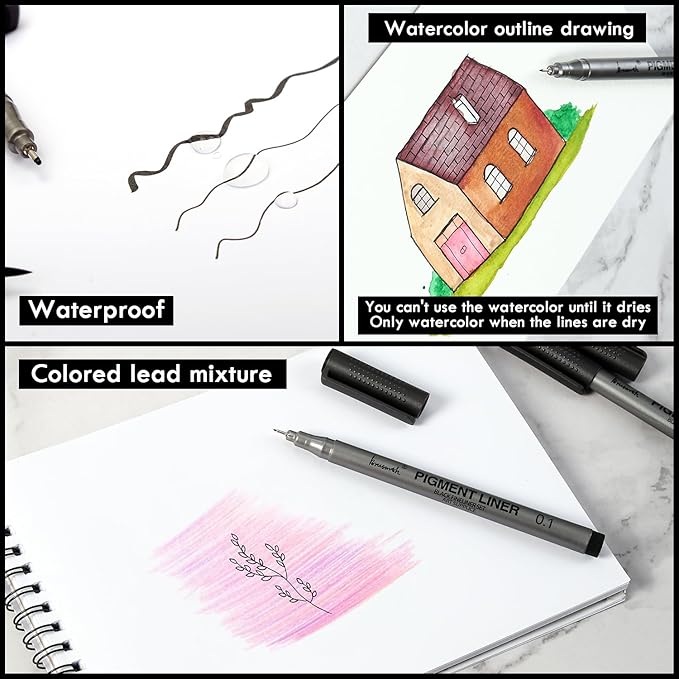 Extra Fine Point Writing Pens: 3 Pack, 0.25mm, Black Micro-Pen Fineliner Waterproof Archival Ink Pens for Art Watercolor, Sketching, Anime, Manga, Design for Beginners & Artists