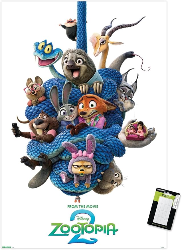 Disney Zootopia 2 (2025) - Group One Sheet Wall Poster, 34L" x 22.4W", Poster & Mount Bundle