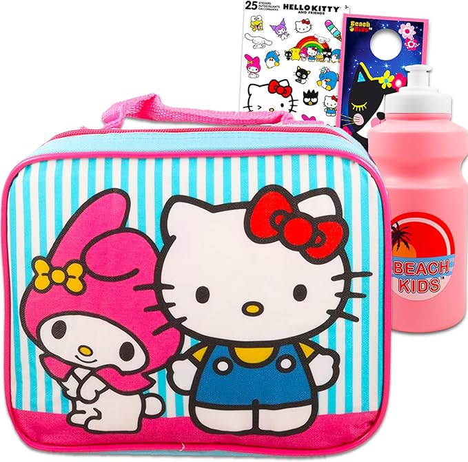 Hello Kitty Lunch Box Set - Bundle with Lunch Bag Plus Stickers, Water Bottle, More | Hello Kitty Food Container School Supplies for Kids, Girls
