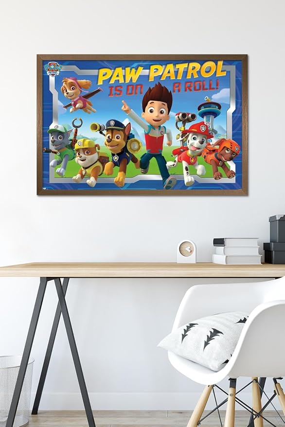 Nickelodeon Paw Patrol - Crew Wall Poster, 34L" x 22.4W", Bronze Framed Version