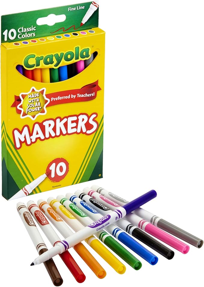 CRAYOLA MARKERS FINE LINE 10 COUNT