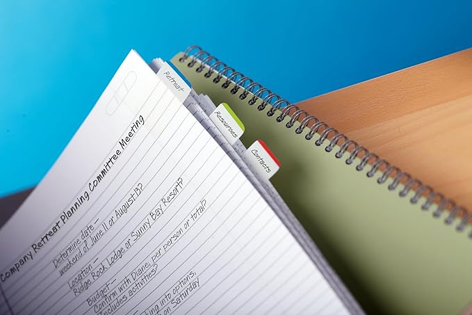 Post-it Tabs with On-The-Go Dispenser, 1-Inch Lined, Green, Blue, and Red, 12-Tabs/Color, 108 tabs/Dispenser