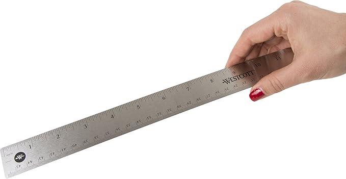 Westcott Stainless Steel Rulers with Non-Slip Cork Backing, Back-to-School, School Supplies, Classroom Supplies, 18-Inch, 3-Pack