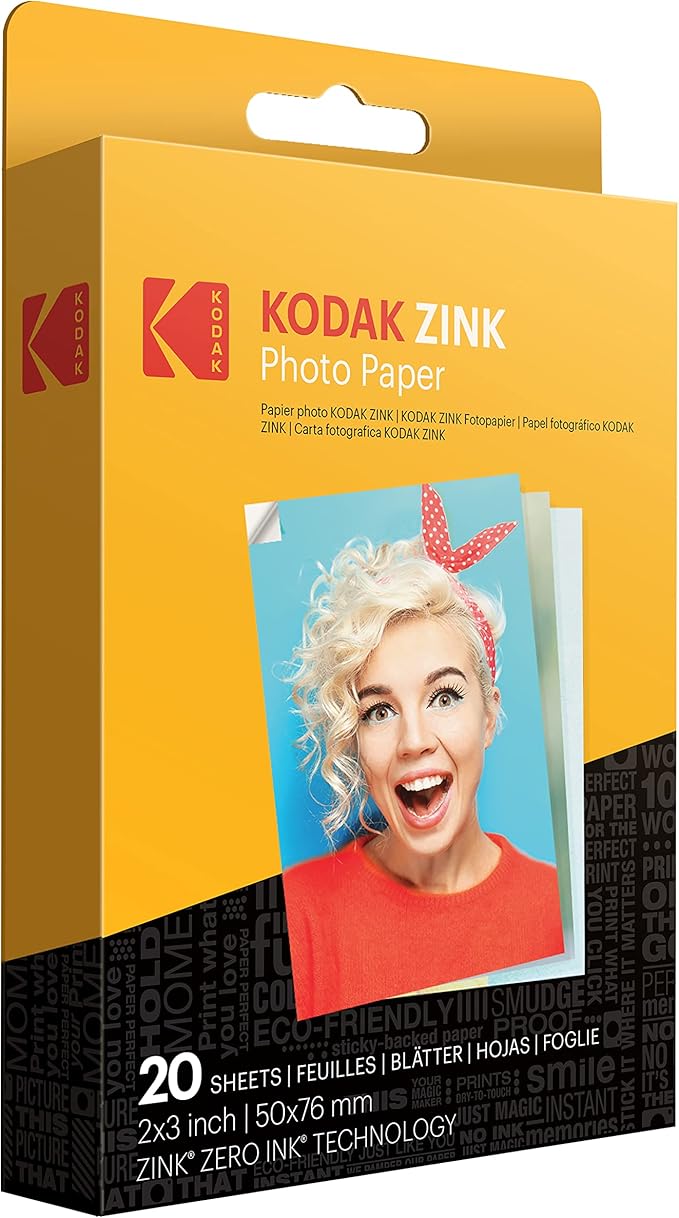 Kodak Printomatic Full-Color Instant Print Camera Starter Bundle + Carrying Case + Zink 20pk Photo Paper - Colorful Photos On 2x3 Sticky-Back Paper - Fun Gift for Birthday Christmas Holiday - Grey