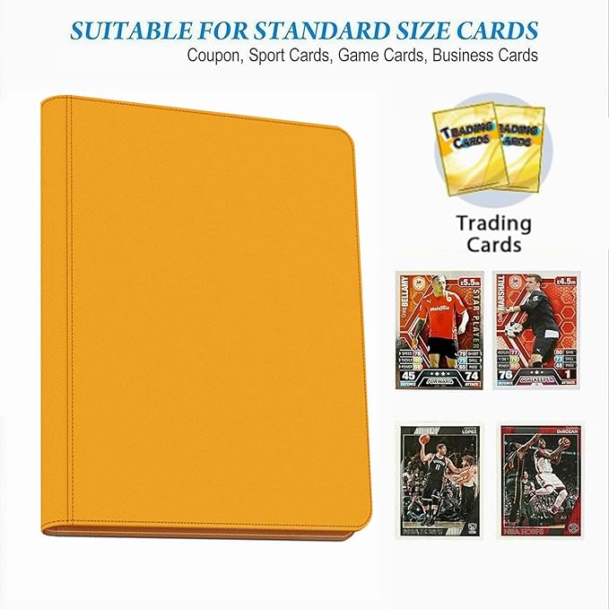 Premium 9-Pocket Zippered Trading Card Binder, 540 Pockets Double-Sided Side-Loading Card Organizer Album, PU Leather Card Holder Protector for MTG, TCG, Sports Cards Yellow