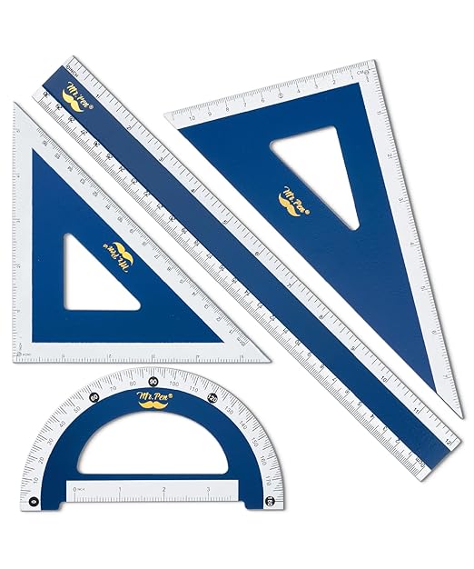 Mr. Pen- Wooden Geometry Set, 4 Pack, Triangle Ruler Set Square, Protractor Set, Protractors, Drafting Triangle, Drafting Tools & Drafting Kits, Geometry Kit, Drawing Tools