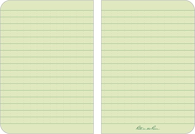 Rite in the Rain Weatherproof Soft Cover Pocket Notebook, 3.5" x 5", Green Cover, Universal Pattern (No. 954)