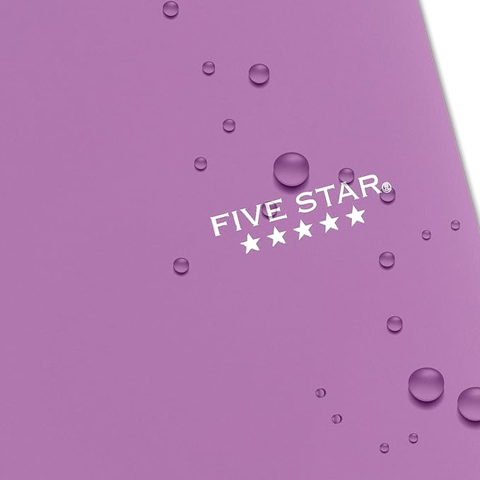 Five Star Spiral Notebook + Study App, 5 Subject, College Ruled Paper, 8-1/2" x 11", 200 Sheets, Fights Ink Bleed, Water Resistant Cover, Amethyst Purple (38748) (Pack of 3)
