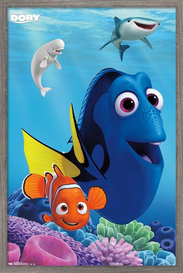 Trends International Disney Pixar Finding Dory - Dory Wall Poster, 22.375" x 34", Barnwood Framed Version