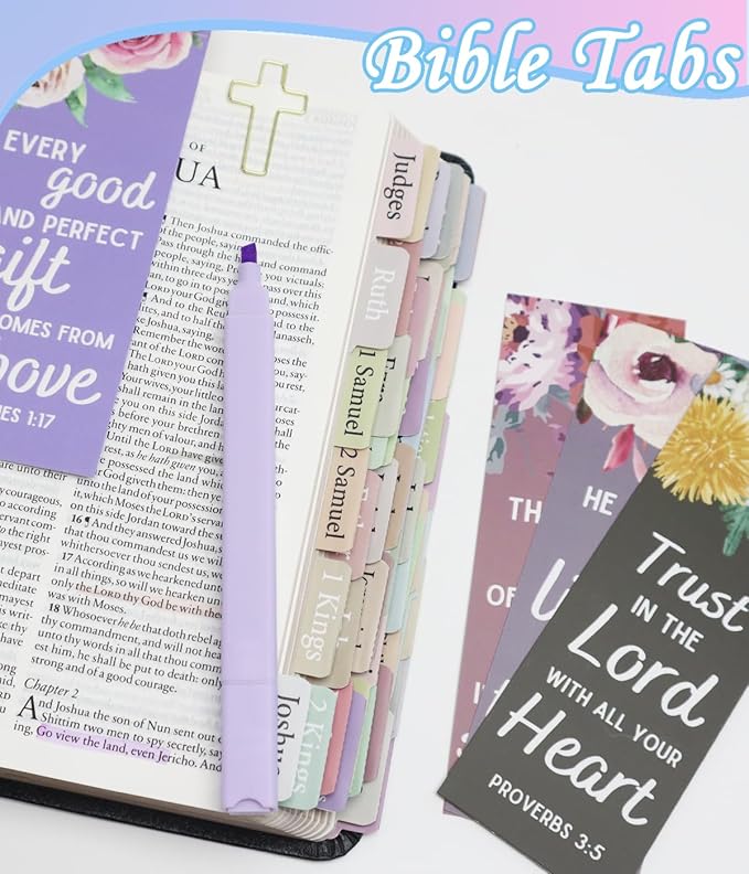 PartyGalore Bible Study Supplies Journaling Kit with Tabs and Highlighter, Pen Case, Bookmark, Bible Annotation kit, Bible Study Group Essentials Accessories for Women Students Christian Gifts