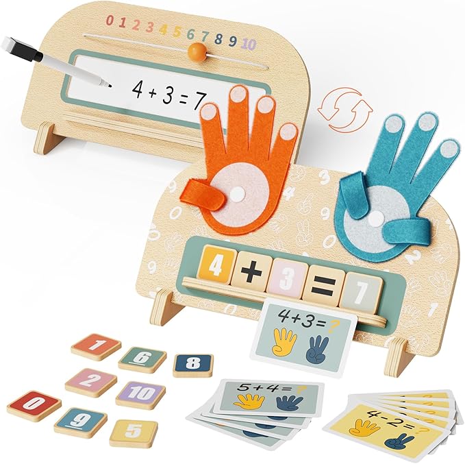 2 in 1 Montessori Toys for 3 4 5 Year Old, Preschool Learning Toys for Toddlers 2-4, Double-Sided Finger Math Number Counting Blocks for Kids, Educational Math manipulatives for Boys Girls