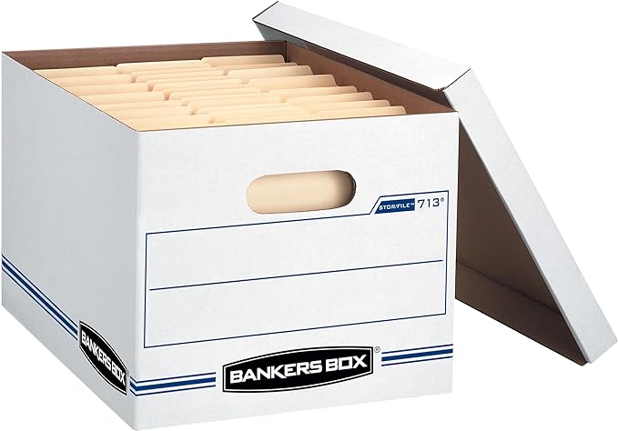 Bankers Box 30-Pack Basic Duty File Storage Boxes with Lids, Letter/Legal, Stor/File, (0071304)