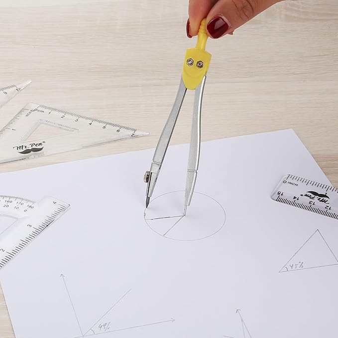 Mr. Pen- Geometry Set, 13 pcs, Compass for Geometry Compass, Geometry Kit Set with Shatterproof Storage Box, Math Compass, Geometry Set for School, Compass Math, Protractor and Compass Set