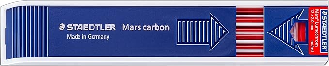 Staedtler Mars Carbon Lead, 2mm, Red, 12 Lead
