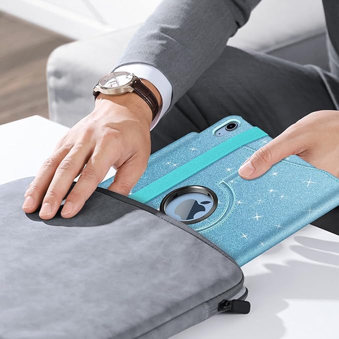Fintie Rotating Case for iPad (A16) 11th Generation 11 Inch (2025), iPad 10th Generation 10.9 Inch (2022) - [Built-in Pencil Holder] 360 Degree Rotating Protective Stand Cover, Glittering Blue