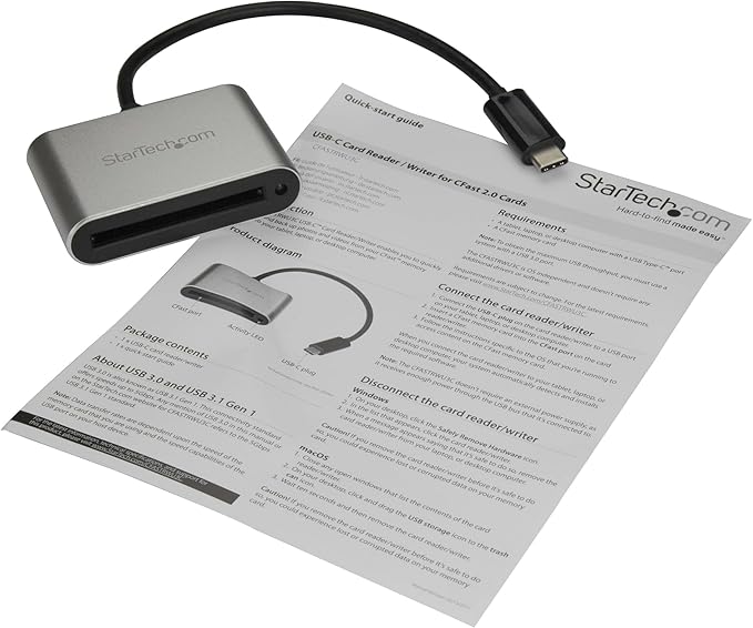 StarTech.com CFast Card Reader - USB C - Memory Card Reader - Card to USB-C - Portable CFast 2.0 Reader / Writer (CFASTRWU3C)
