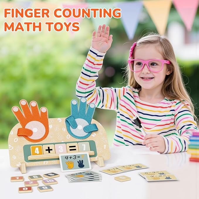 2 in 1 Montessori Toys for 3 4 5 Year Old, Preschool Learning Toys for Toddlers 2-4, Double-Sided Finger Math Number Counting Blocks for Kids, Educational Math manipulatives for Boys Girls