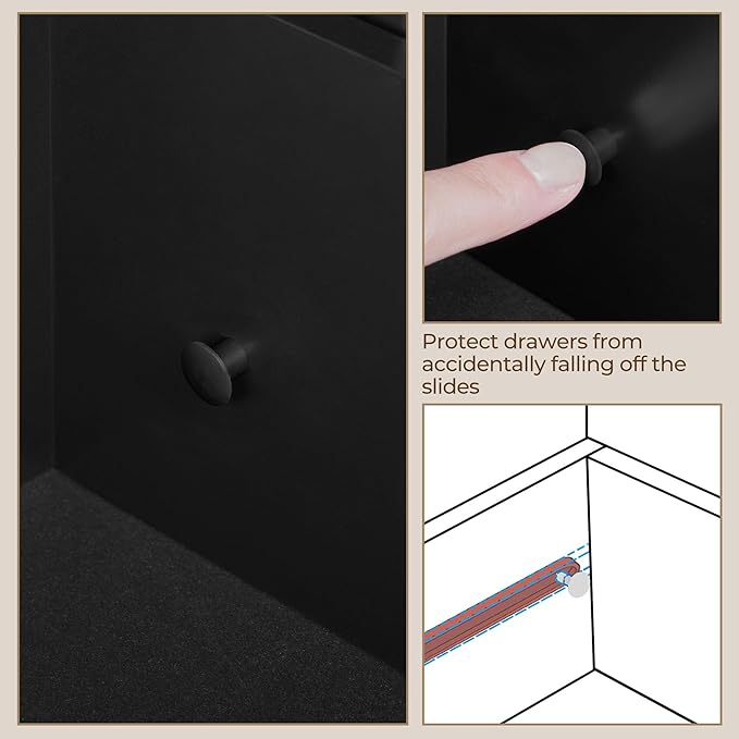 Yaheetech Bathroom Floor Cabinet, Wooden Side Storage Organizer, 4 Drawers Free-Standing Cabinet for Bathroom/Hallway/Living Room, Black
