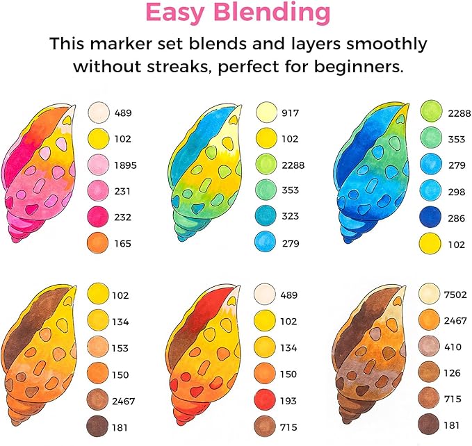 Ohuhu Markers, 48-color Double Tipped Alcohol Markers, Chisel & Fine Alcohol-based Art Marker Set for Adults Coloring Illustration, Great Value Pack for Students' Art Class, Better Designed Grip