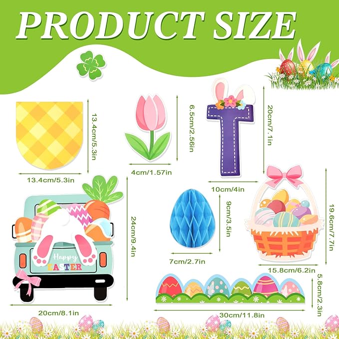 Konsait 67Pcs Easter Bulletin Board Decorations Set, Spring Flowers Borders 3D Eggs Cutouts for School Home Office, Easter Decorations