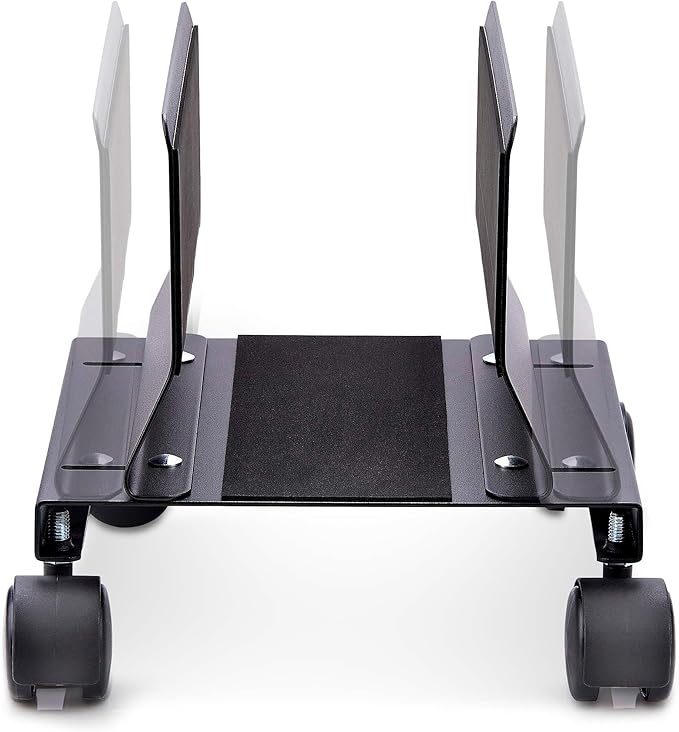 StarTech.com Computer Tower Cart, Rolling Mobile CPU Caddy on Wheels, Max Load 46.3lb/21kg, Adjustable Desktop Case Mount